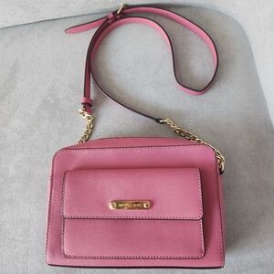 Michael Kors crossbody bag petal pink saffiano leather Georgia messenger pastel